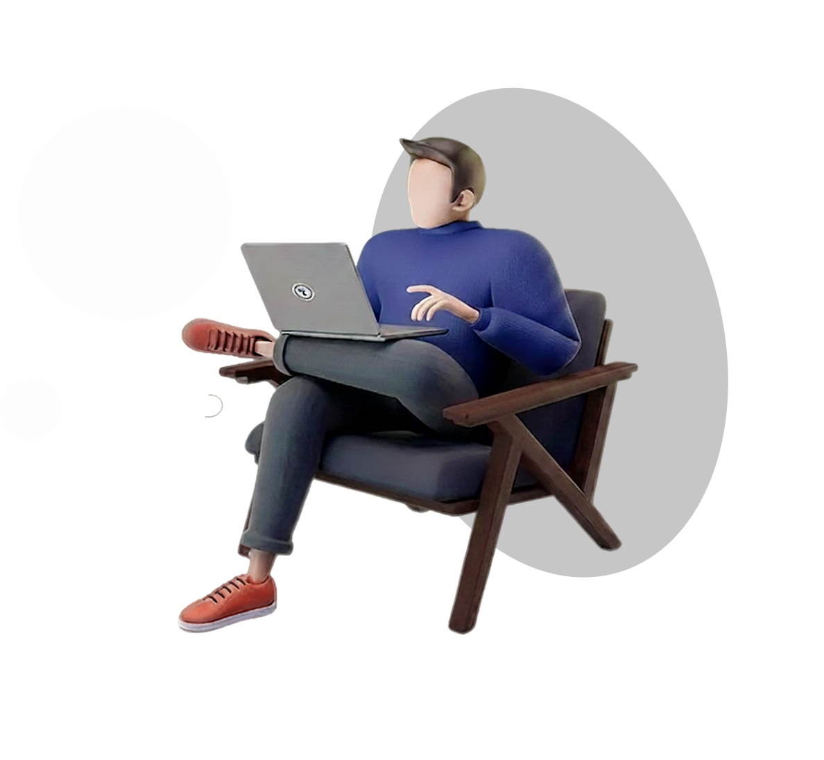 Person working comfortably on a laptop